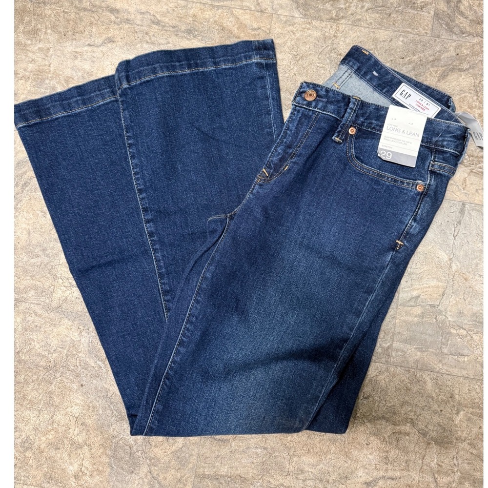 Gap Long & Lean Low Rise Bootcut Jeans Dark Wash Stretch Size 29 8R NWT